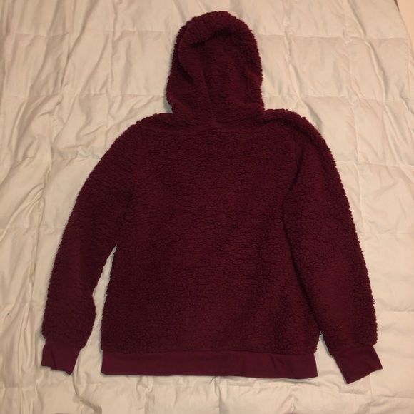 Burgundy Sherpa Hoodie - Picture 2 of 3